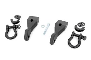 Chevrolet Silverado 1500 Tow Hook to Shackle Conversion Kit - Front - Rough Country - D-Ring Combo - Black - '07-'13